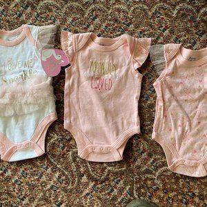NWT Baby Girls Duck Duck Goose Princess Rose Bodysuits Pink 0-3 mo W/tutu